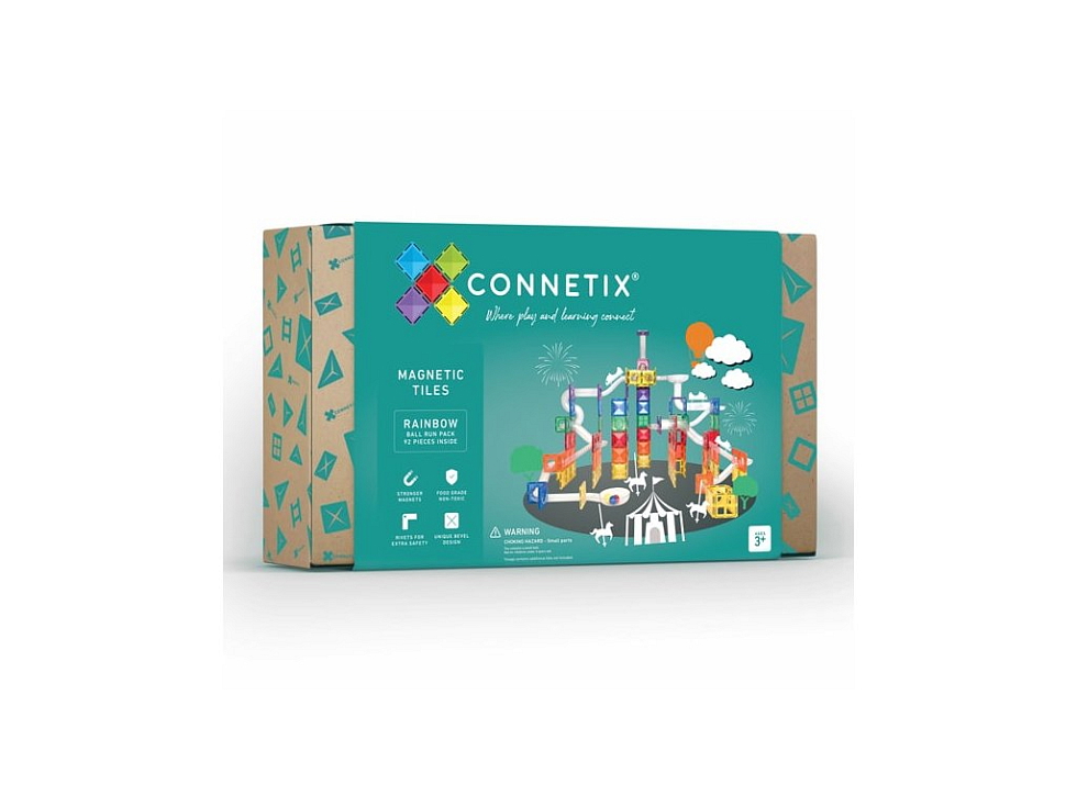 Connetix magnetická stavebnica - Rainbow Ball Run Pack 92 kusov