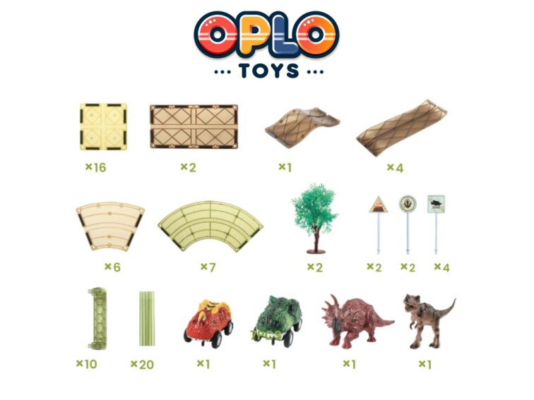 Magnetická závodná dráha Oplo Toys - DINO 80 KS