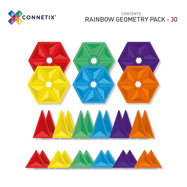 Connetix magnetická stavebnica - Rainbow Geometry Pack 30 kusov