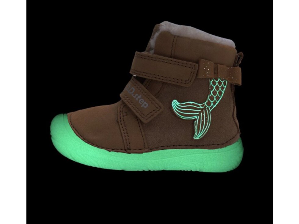 D.D. Step - Detské zimné barefoot topánky W073-52684A Chocolate