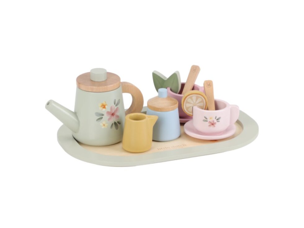 Little Dutch Čajový set drevený s kvetinovou potlačou