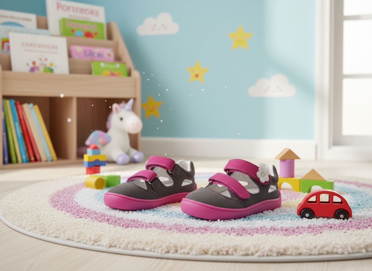 Protetika - Dievčenské barefoot sandálky TERY FUXIA