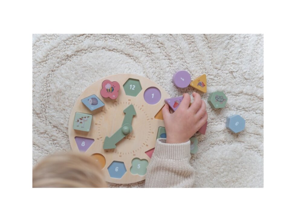 Little Dutch Hodiny s puzzle kockami drevené Farma