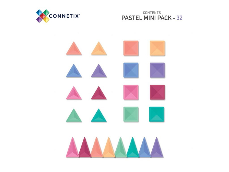 Connetix magnetická stavebnica - Pastel Mini Pack 32 kusov