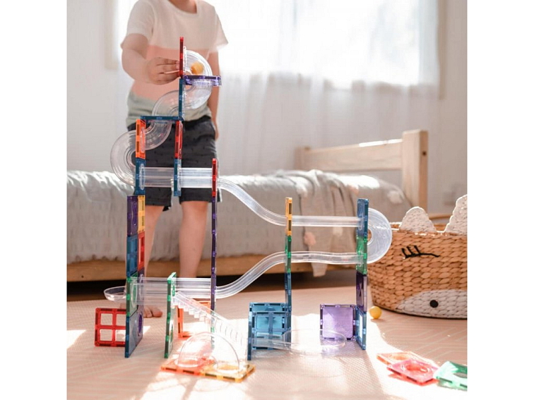 Connetix magnetická stavebnica - Rainbow Ball Run Pack 92 kusov