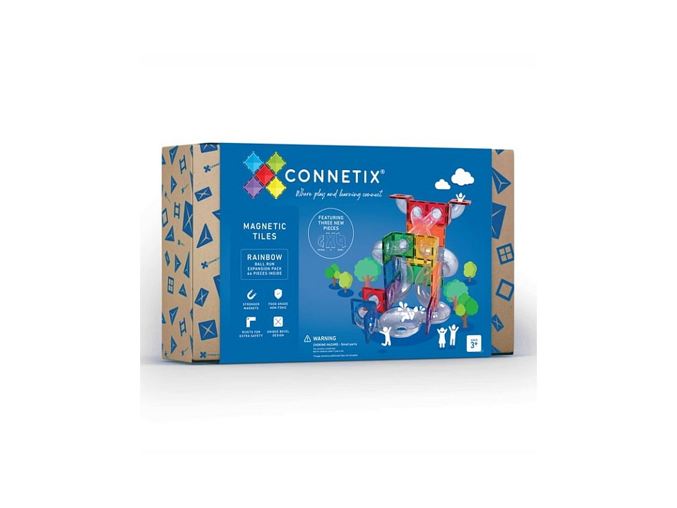 Connetix magnetická stavebnica - Rainbow Ball Run Expansion Pack 66 kusov