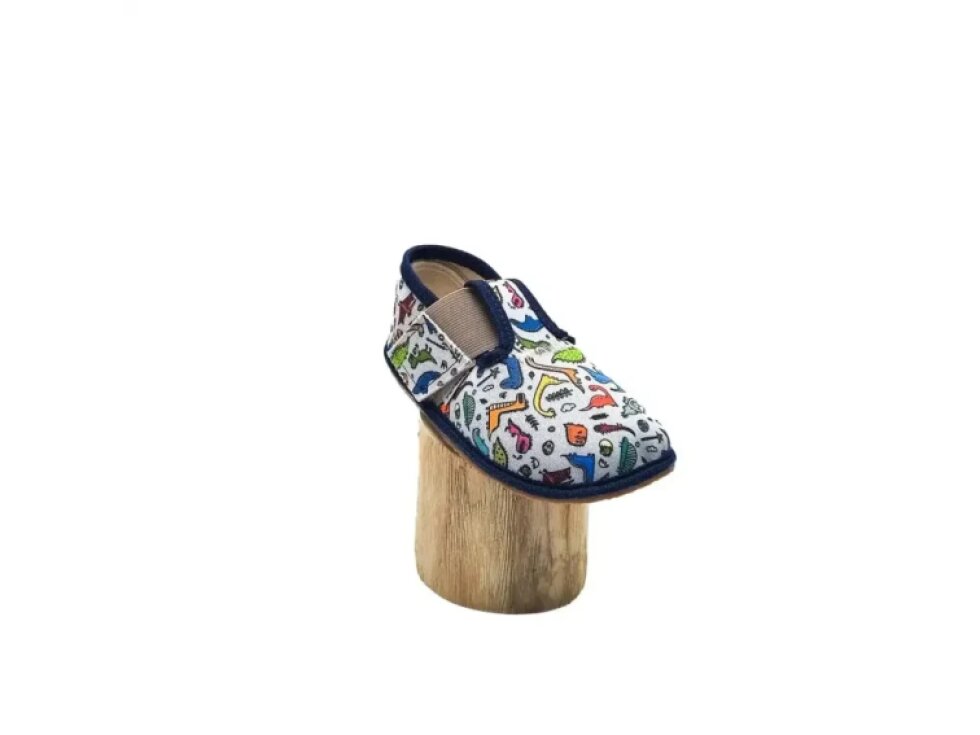 Pegres - Detské barefoot papučky BF 01 Dinosaurus