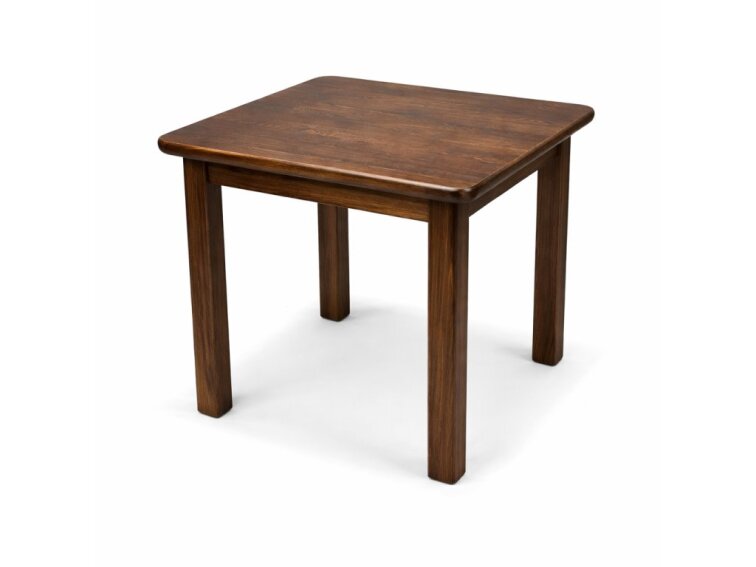 Dřevěný stůl z masivní borovice 100x100 cm – barva ořech