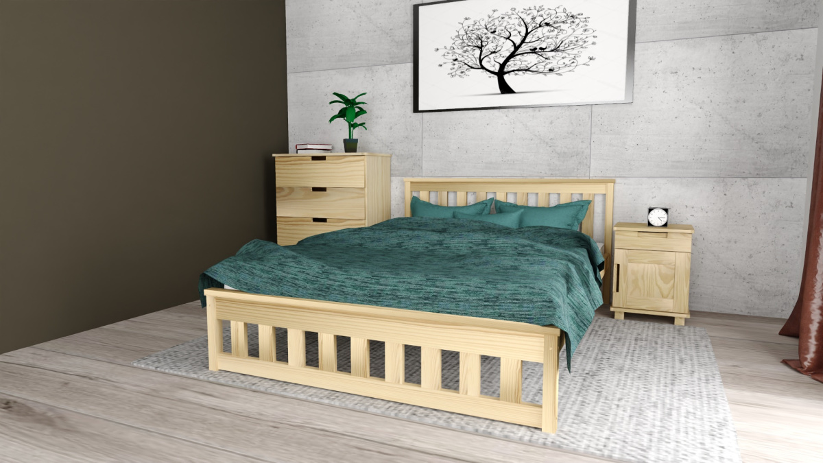 POSTEL Z MASIVU LENA 120x200 cm - PŘÍRODNÍ