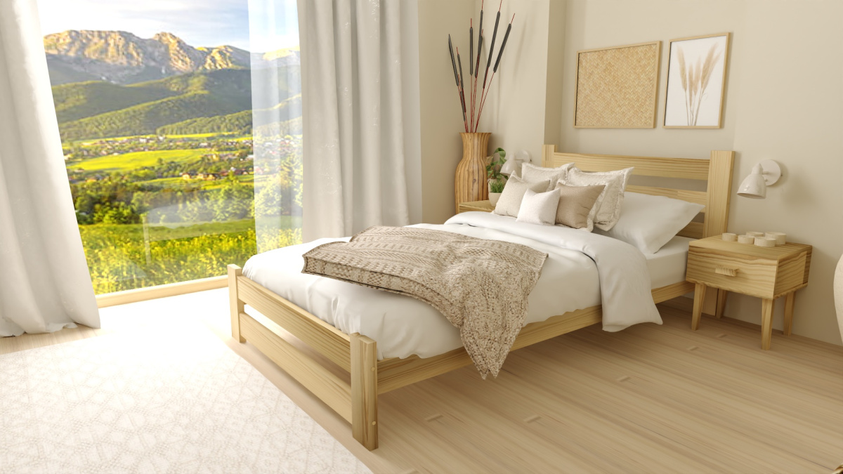 Dřevěná postel 160x200 EKO borovice – surové