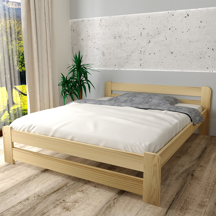 Postel z masivu Euro 120x200 cm Přírodní
