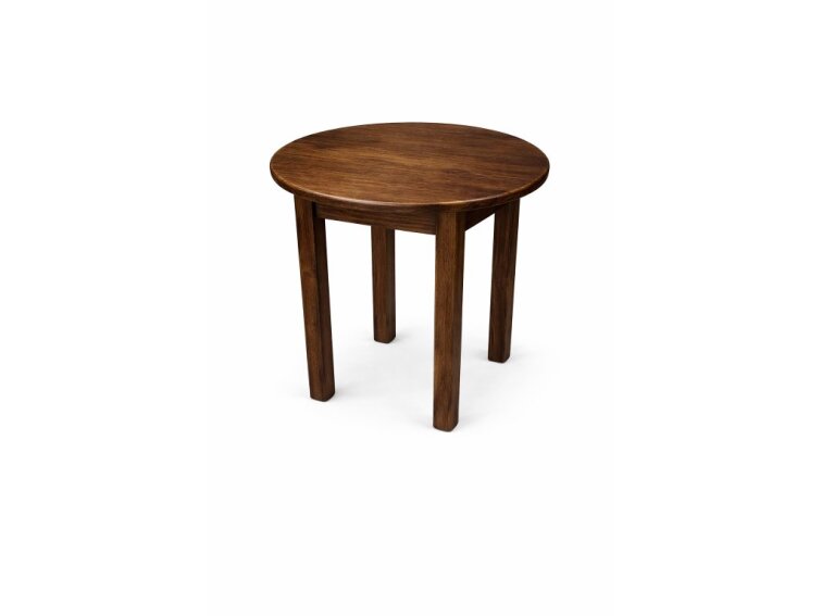 Kulatý dřevěný stůl z masivní borovice 110 cm – barva ořech