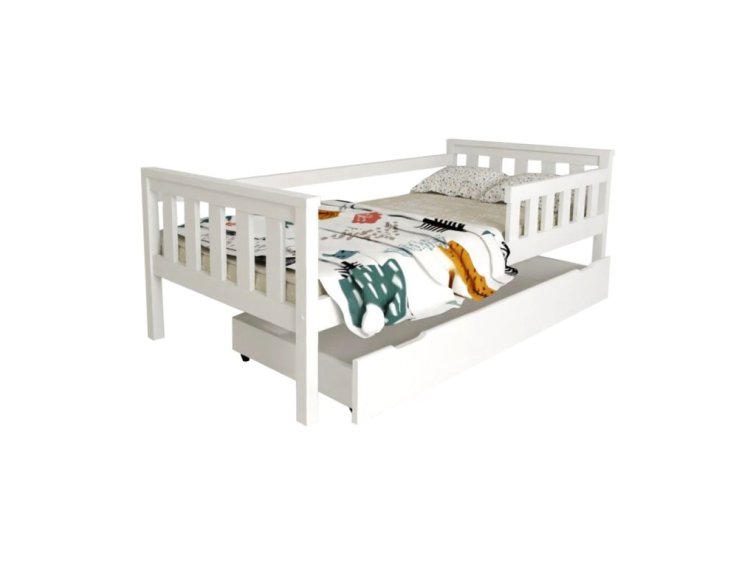 Dětská postel z masivu Mike 80x180 cm Bílá + šuplík