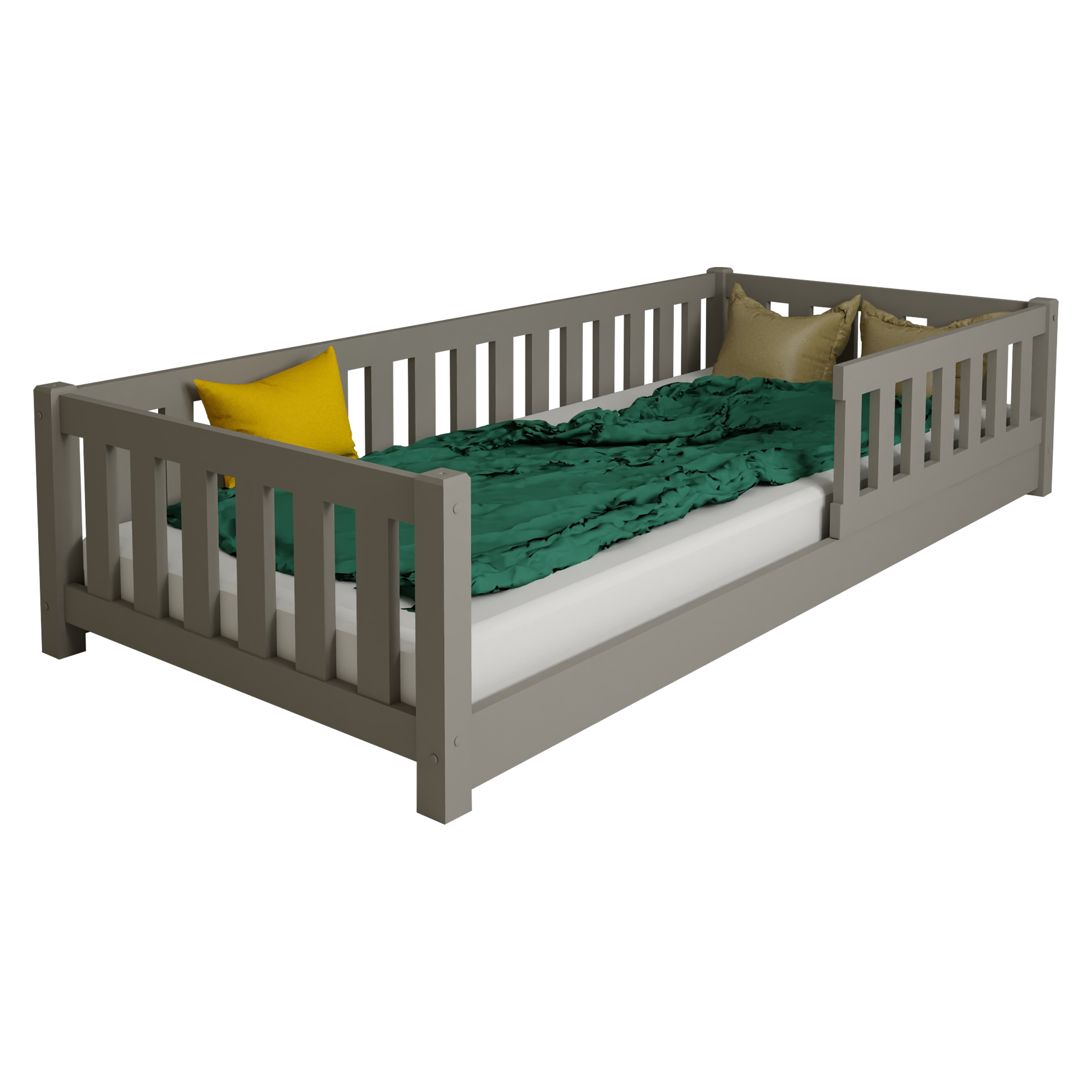 Dětská postel z masivu Montessori 80x160 cm šedá