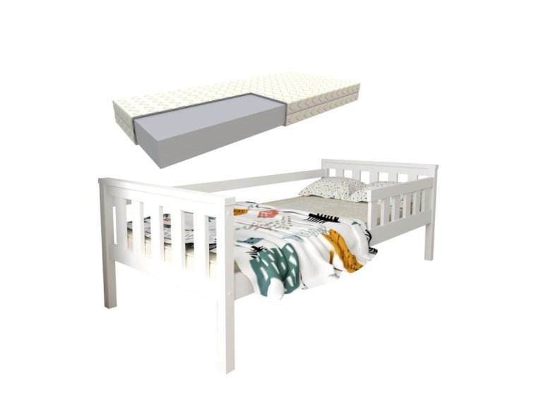 Dětská postel z masivu Mike 80x180 cm Bílá + pěnová matrace