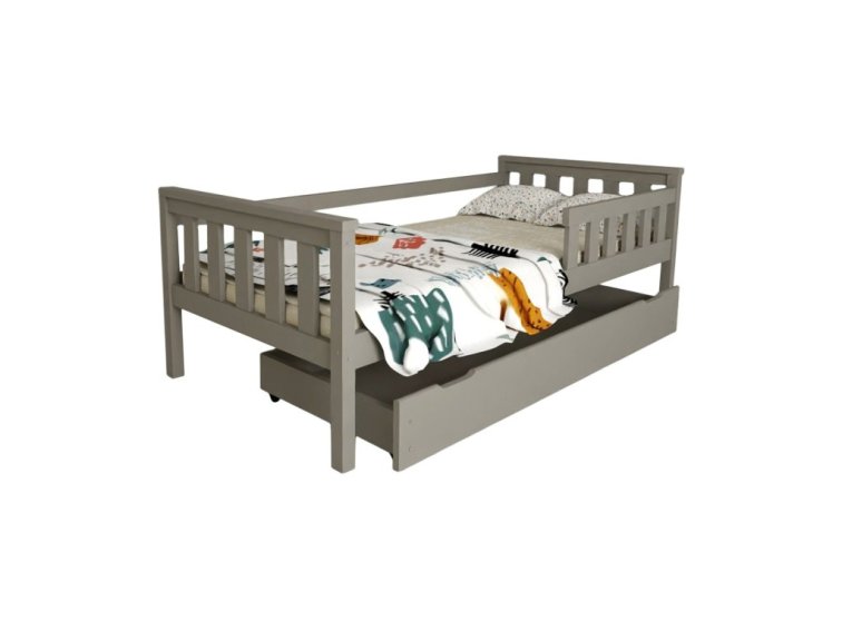 Dětská postel z masivu Mike 90x200 cm Šedá + šuplík