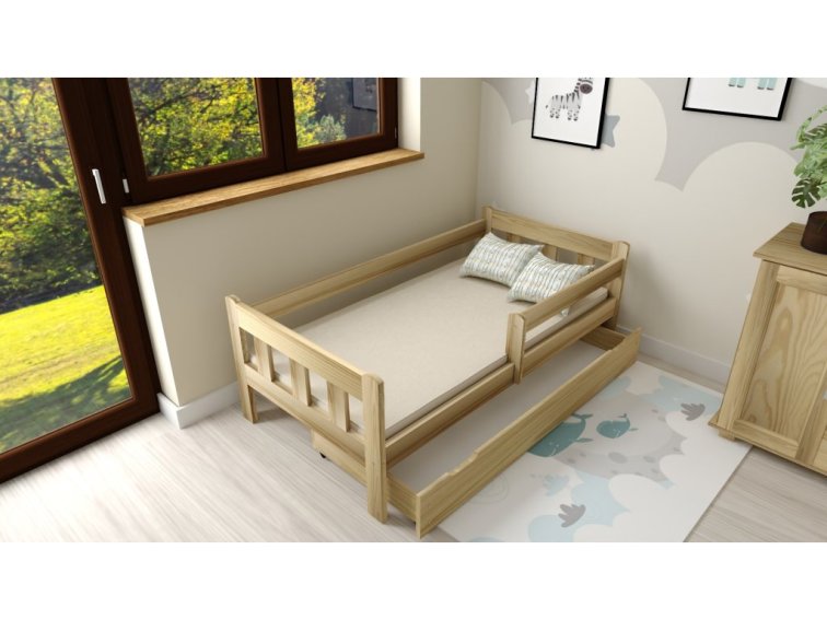 Dětská postel z masivu Martin 80x180 cm Přírodní + šuplík