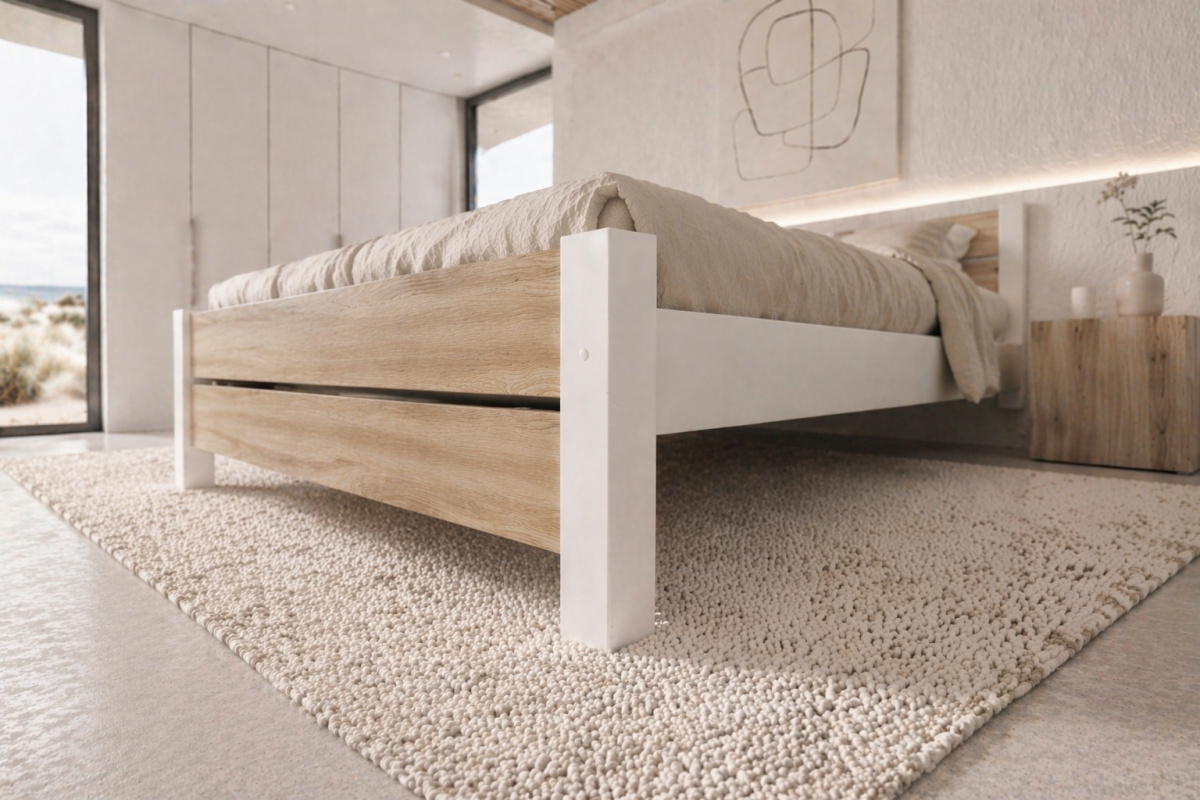 POSTEL Z MASIVU LAURA 80x200 CM BÍLÁ + DUB SONOMA