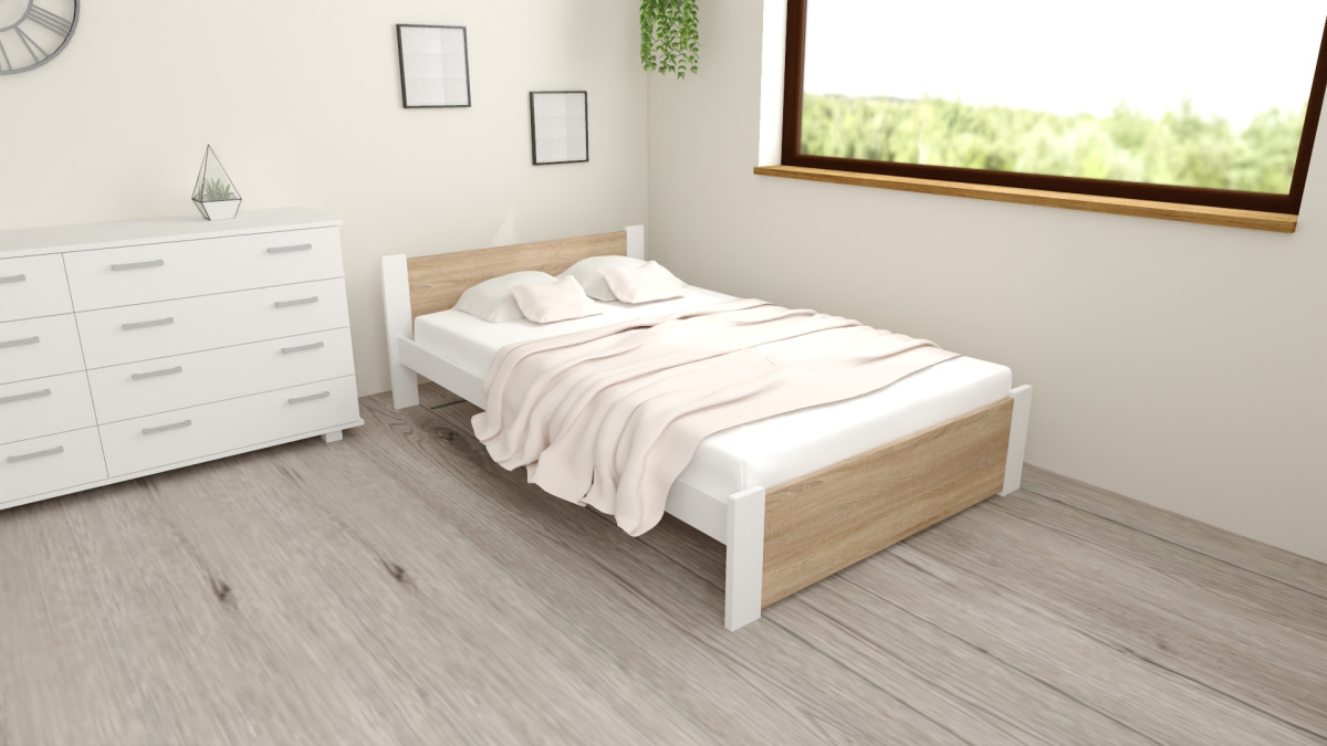 POSTEL D3 120x200 DUB SONOMA SE ZÁSUVKOU A PĚNOVOU MATRACÍ + ROŠT ZDARMA