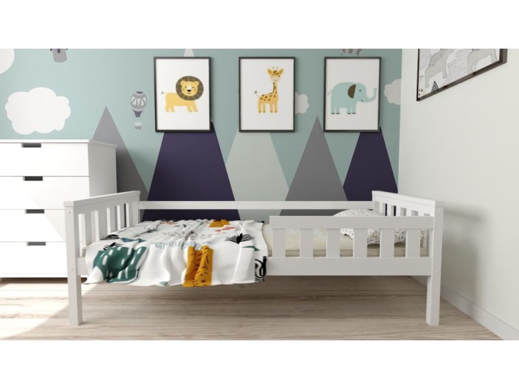 Dětská postel z masivu Mike 80x180 cm Bílá + pěnová matrace