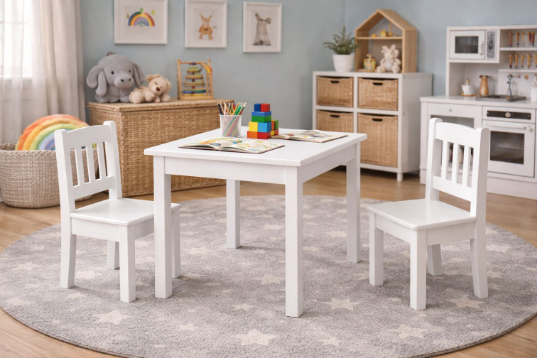 Dětská dřevěná židlička z borovice Mini Bílá