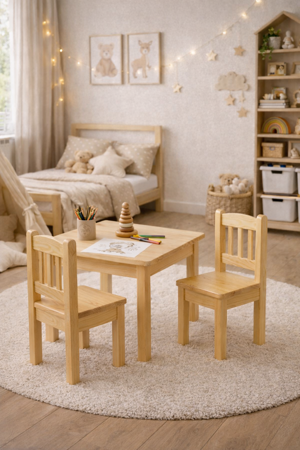 DĚTSKÁ DŘEVĚNÁ ŽIDLIČKA MINI BOROVICE