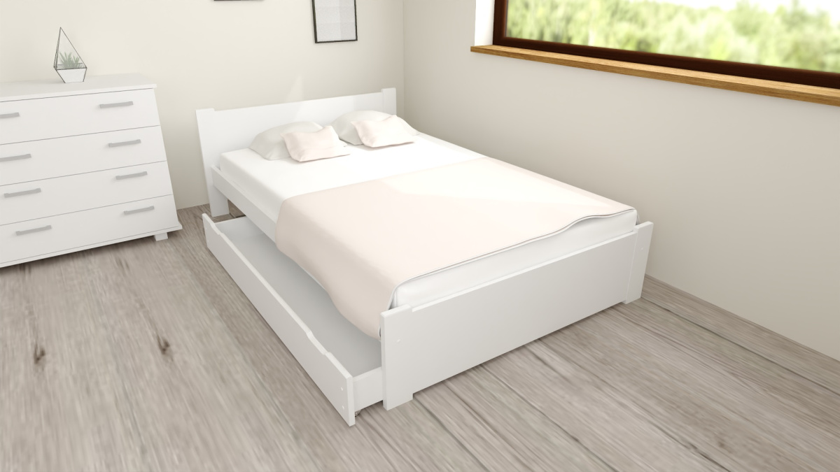 POSTEL D3 120x200 BÍLÁ SE ZÁSUVKOU A PĚNOVOU MATRACÍ + ROŠT ZDARMA