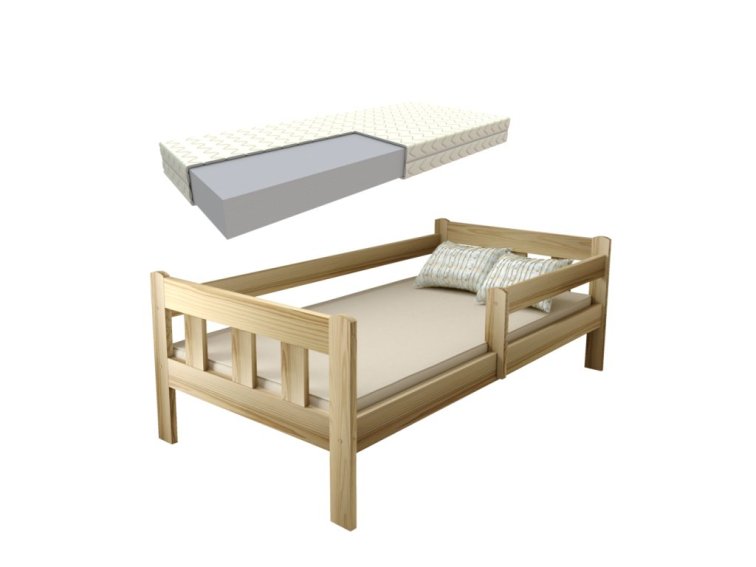 Dětská postel z masivu Martin 80x180 cm Přírodní + pěnová matrace