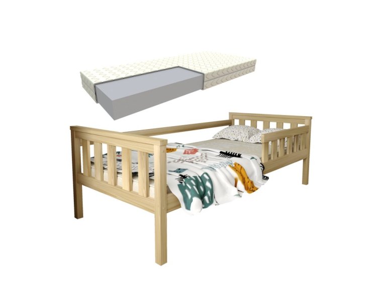 Dětská postel z masivu Mike 80x180 cm Přírodní + pěnová matrace