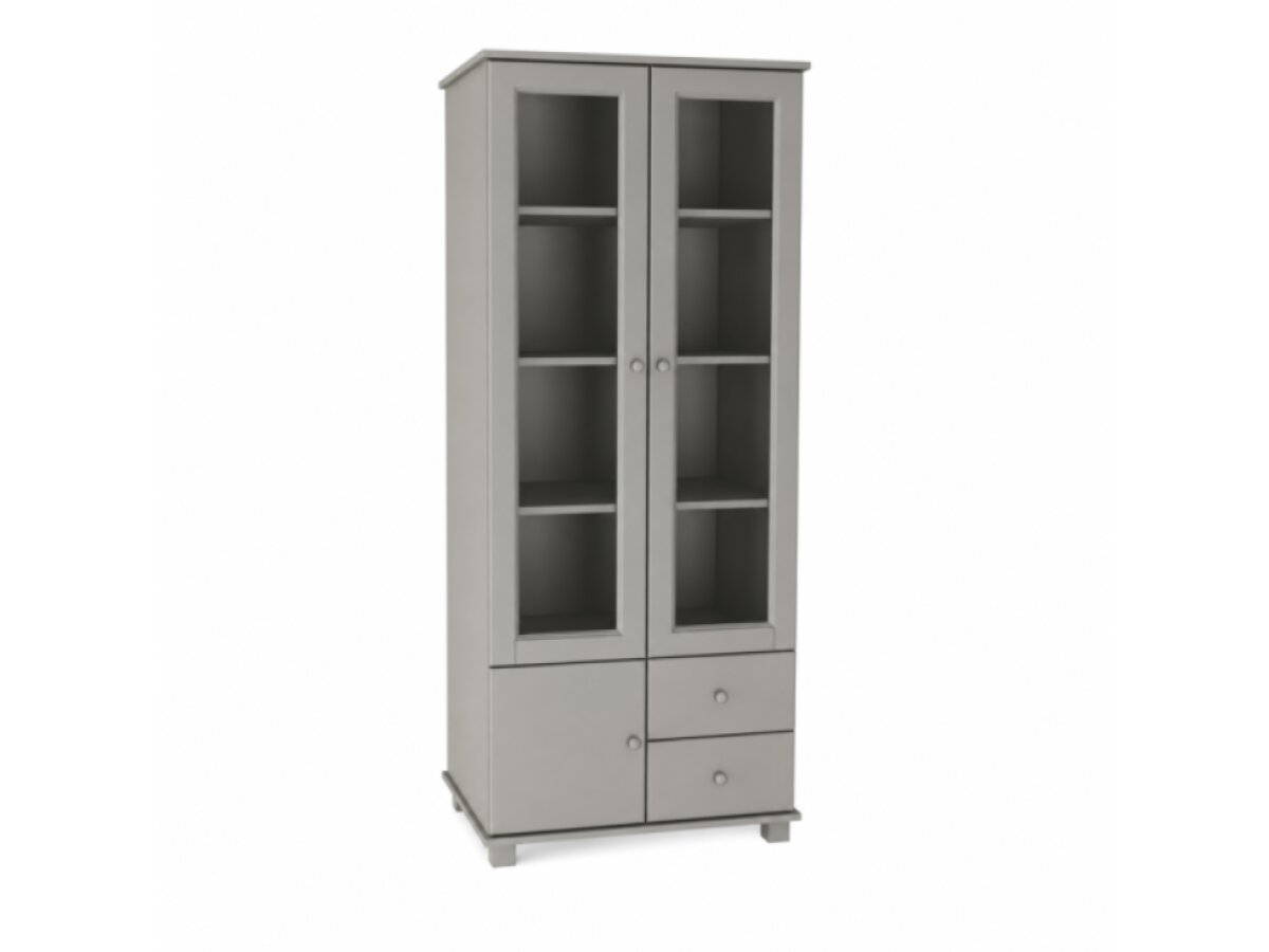 DŘEVĚNÁ BOROVICOVÁ VITRÍNA MB 101 90 CM – ŠEDÁ