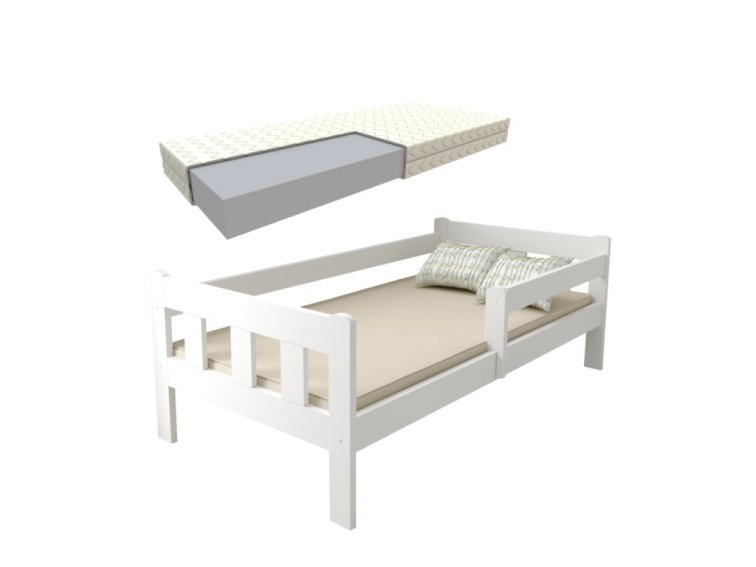 Dětská postel z masivu Martin 80x180 cm Bílá + pěnová matrace