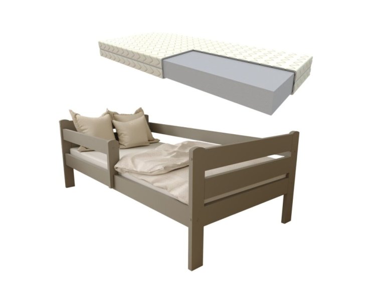 Dětská postel z masivu Eda 80x180 cm šedá + pěnová matrace