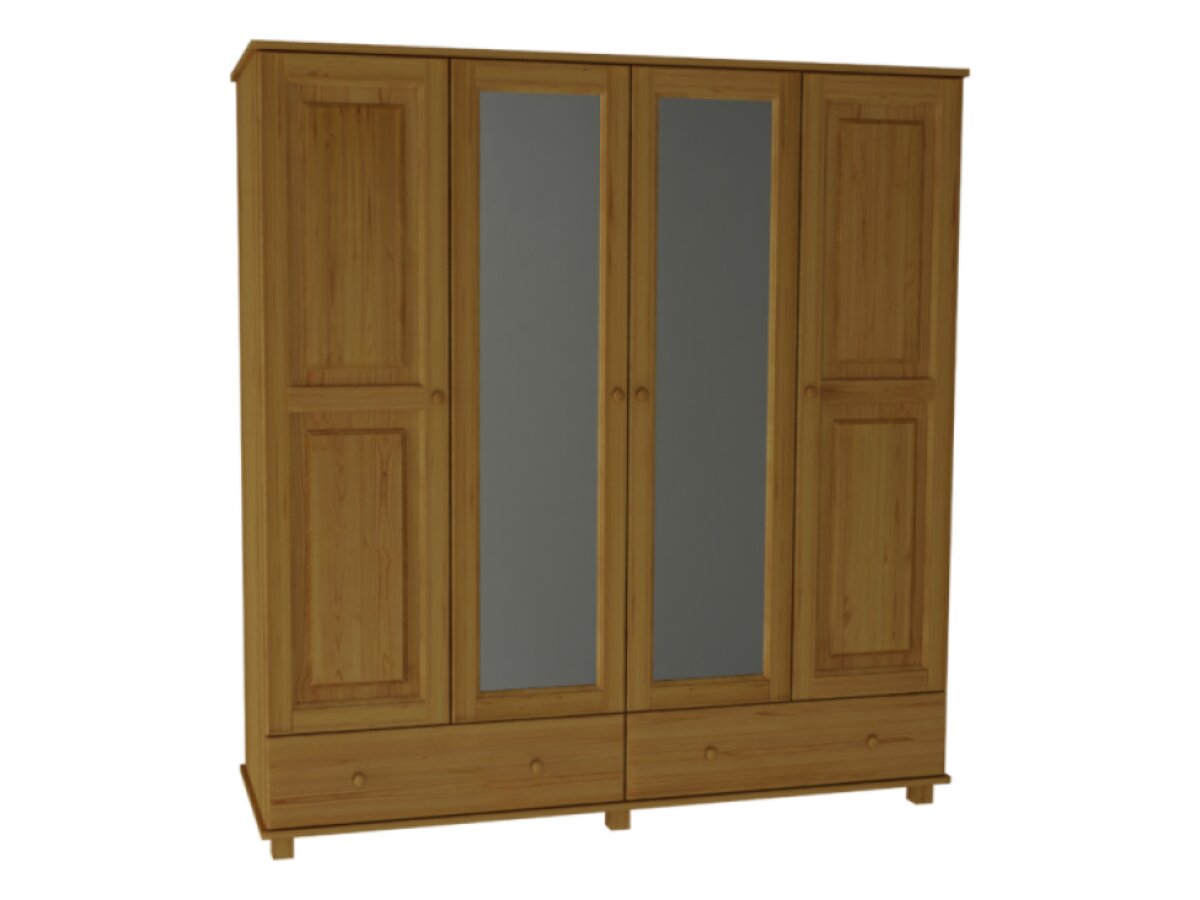 SKŘÍŇ IV DŘEVĚNÁ BOROVICOVÁ 160 CM VĚŠÁK + POLICE + 2 ZÁSUVKY MB 74 - OLŠE