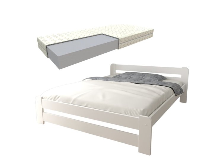 Postel z masivu Euro 160x200 cm bílá + pěnová matrace