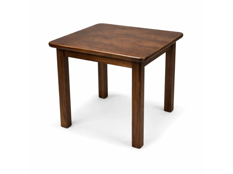 Dřevěný stůl z masivní borovice 80x80 cm – barva ořech