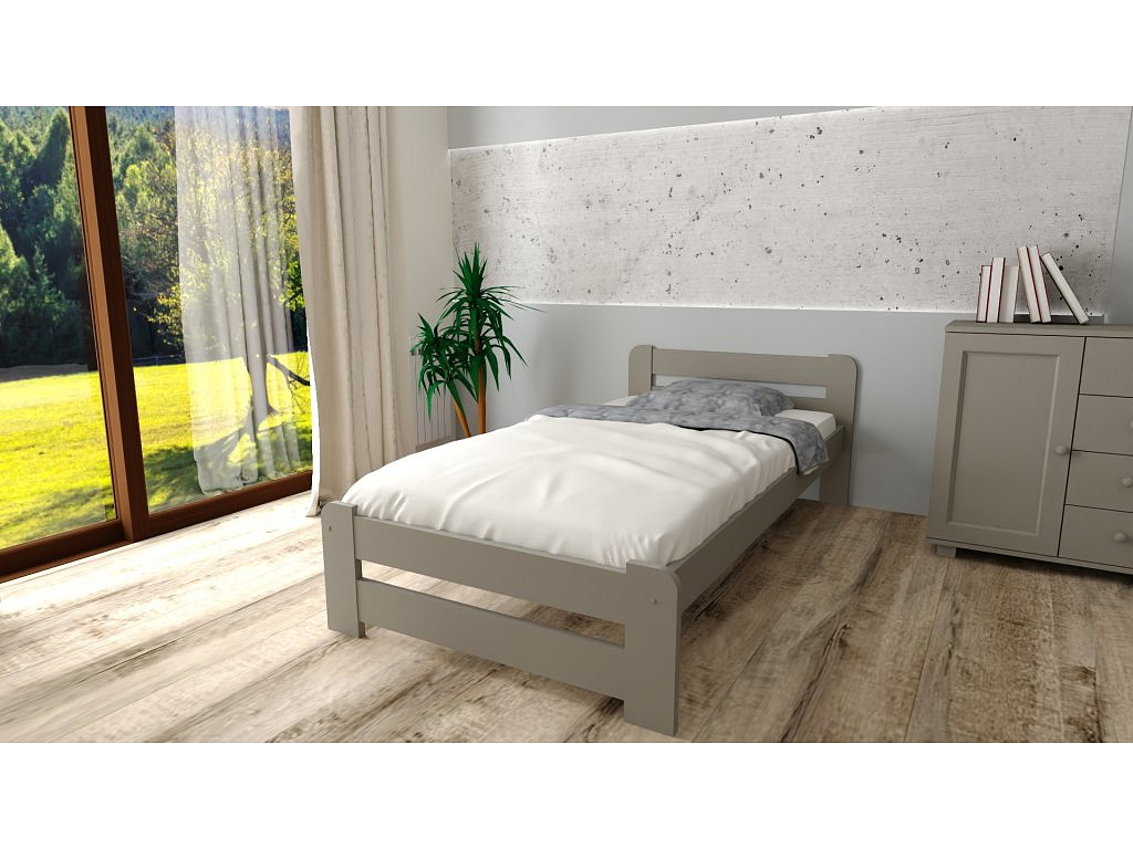 POSTEL Z MASIVU EURO 90x200 CM - ŠEDÁ