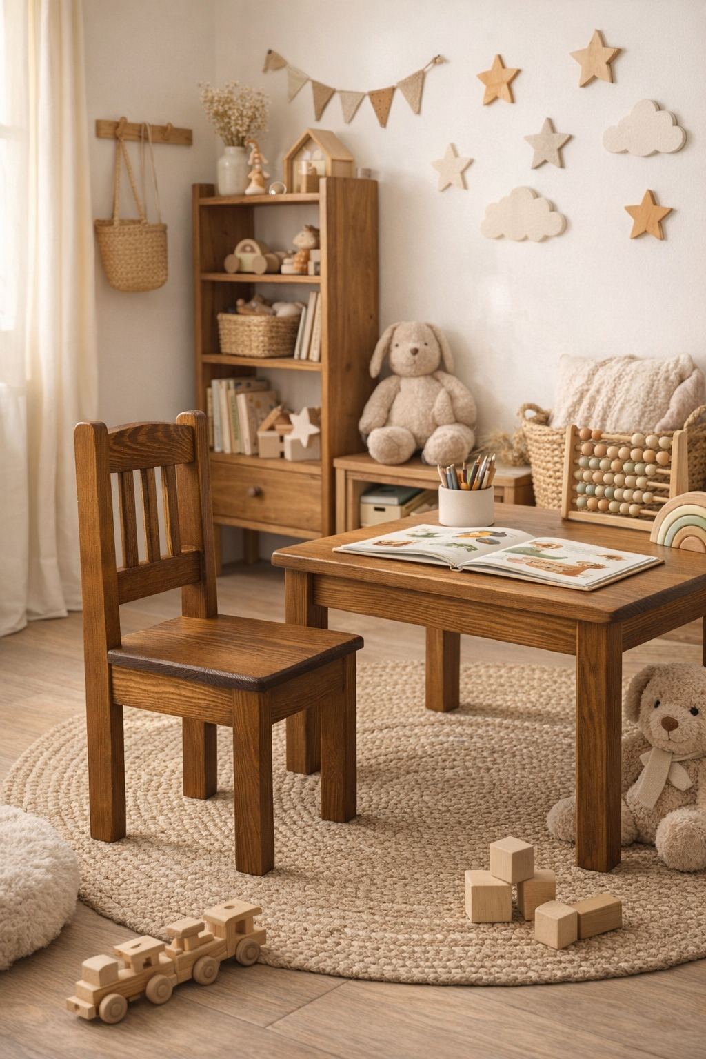 Dětská dřevěná židlička z borovice Mini Dub