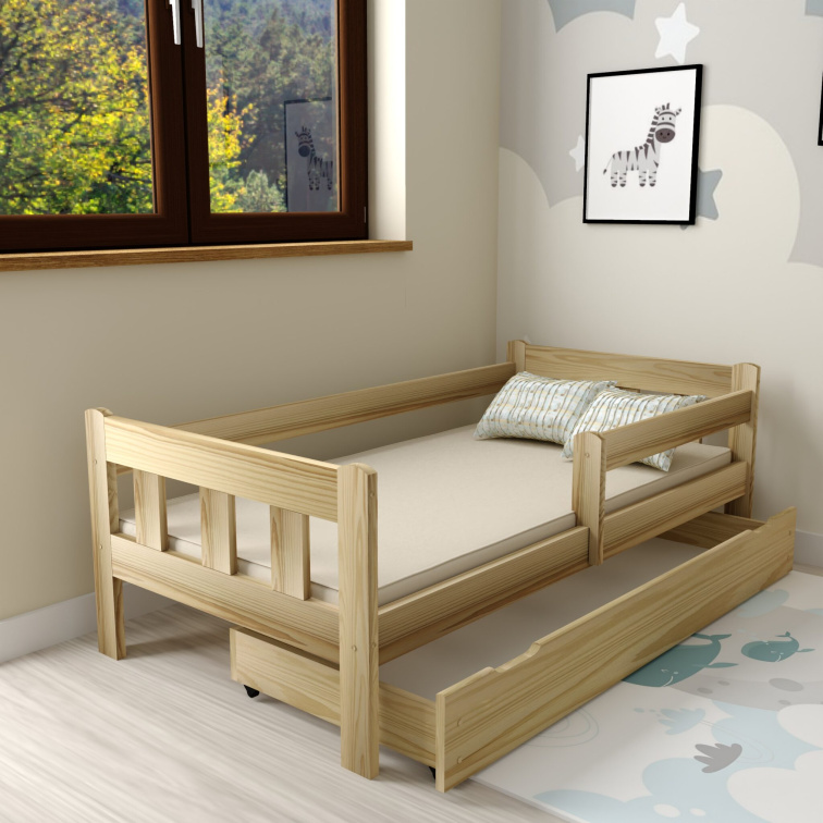Dětská postel z masivu Martin 80x200 cm Přírodní + šuplík