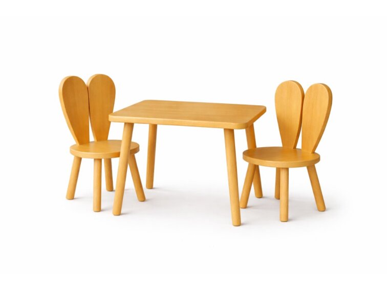 Dětský set z masivního bukového dřeva – stůl + 2 židličky