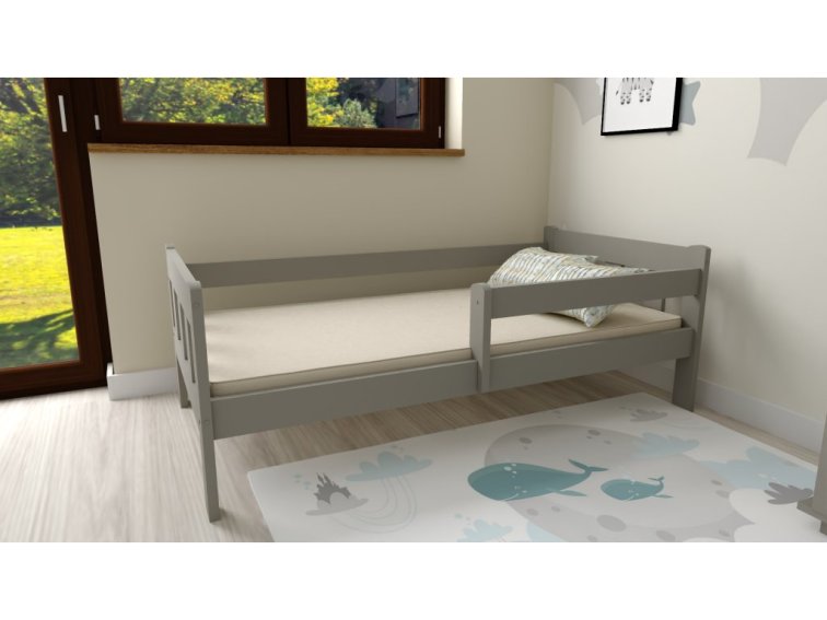 Dětská postel z masivu Martin 90x200 cm šedá + pěnová matrace