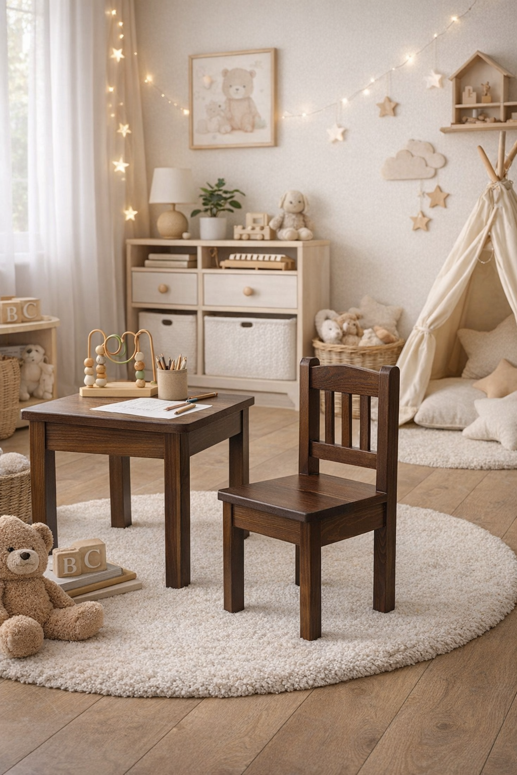 DĚTSKÁ DŘEVĚNÁ ŽIDLIČKA MINI OŘECH