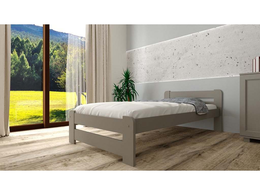 POSTEL Z MASIVU EURO 90x200 CM - ŠEDÁ