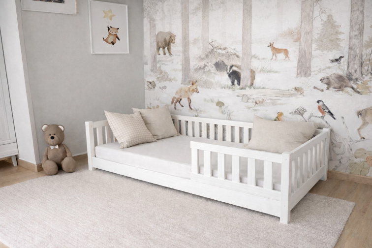 DĚTSKÁ POSTEL MONTESSORI BÍLÁ 120x200 + RÁM ZDARMA