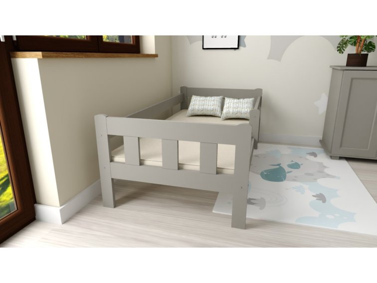 Dětská postel z masivu Martin 80x160 cm šedá + pěnová matrace