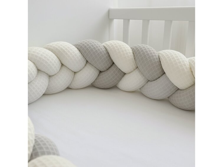 Ochranný mantinel do postýlky Trio – šedý 180 cm