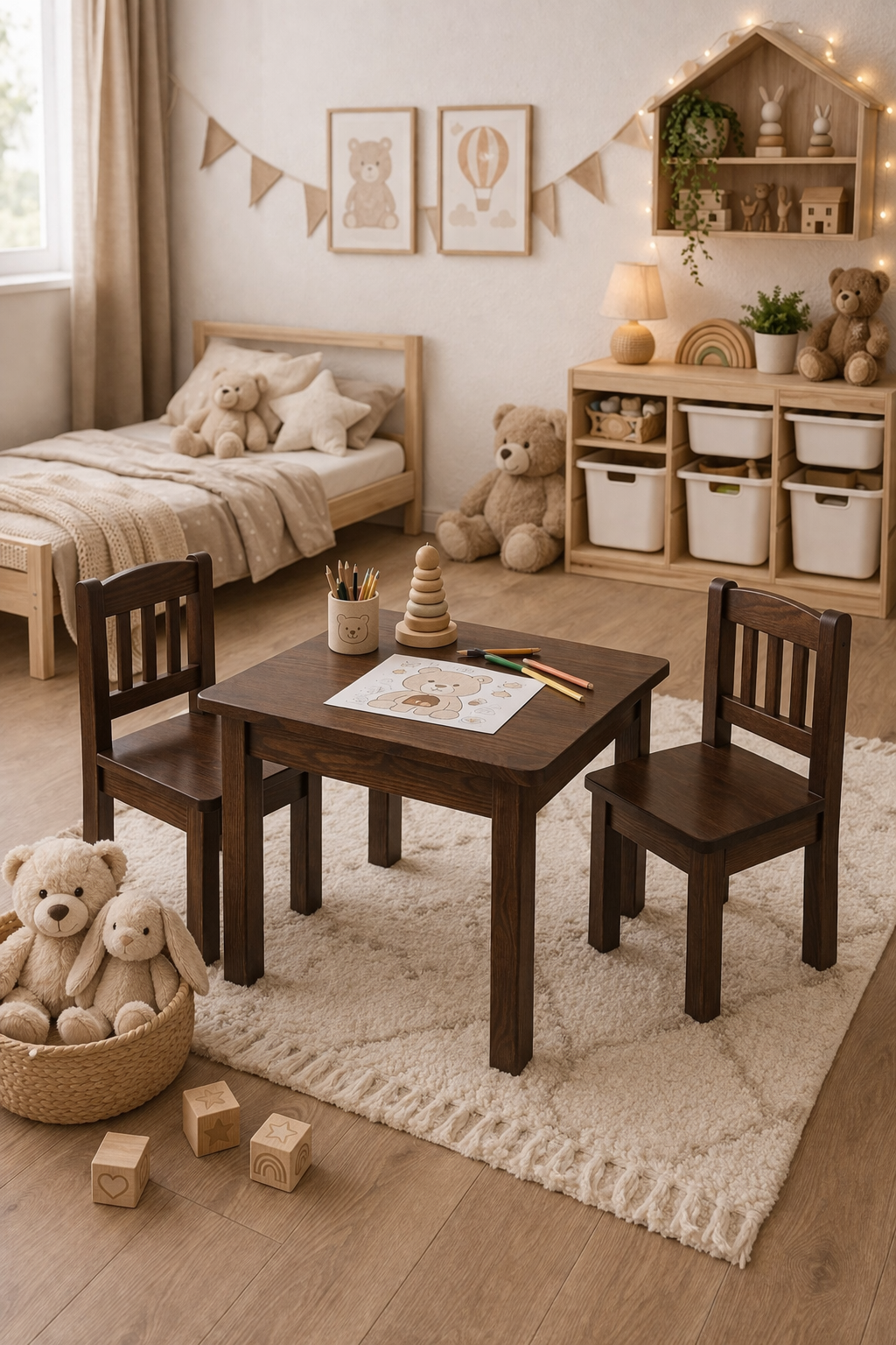 DĚTSKÁ DŘEVĚNÁ ŽIDLIČKA MINI OŘECH