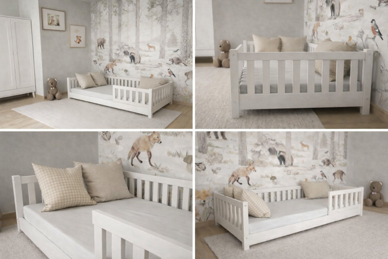 DĚTSKÁ POSTEL MONTESSORI BÍLÁ 90x200 + RÁM ZDARMA