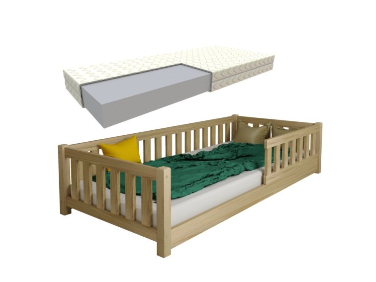 Dětská postel z masivu Montessori 80x180 cm Přírodní + pěnová matrace