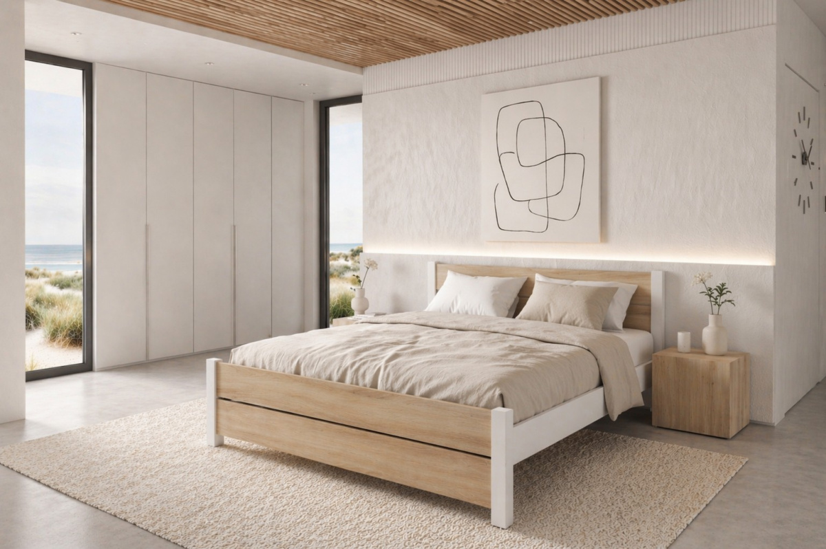 POSTEL Z MASIVU LAURA 80x200 CM BÍLÁ + DUB SONOMA