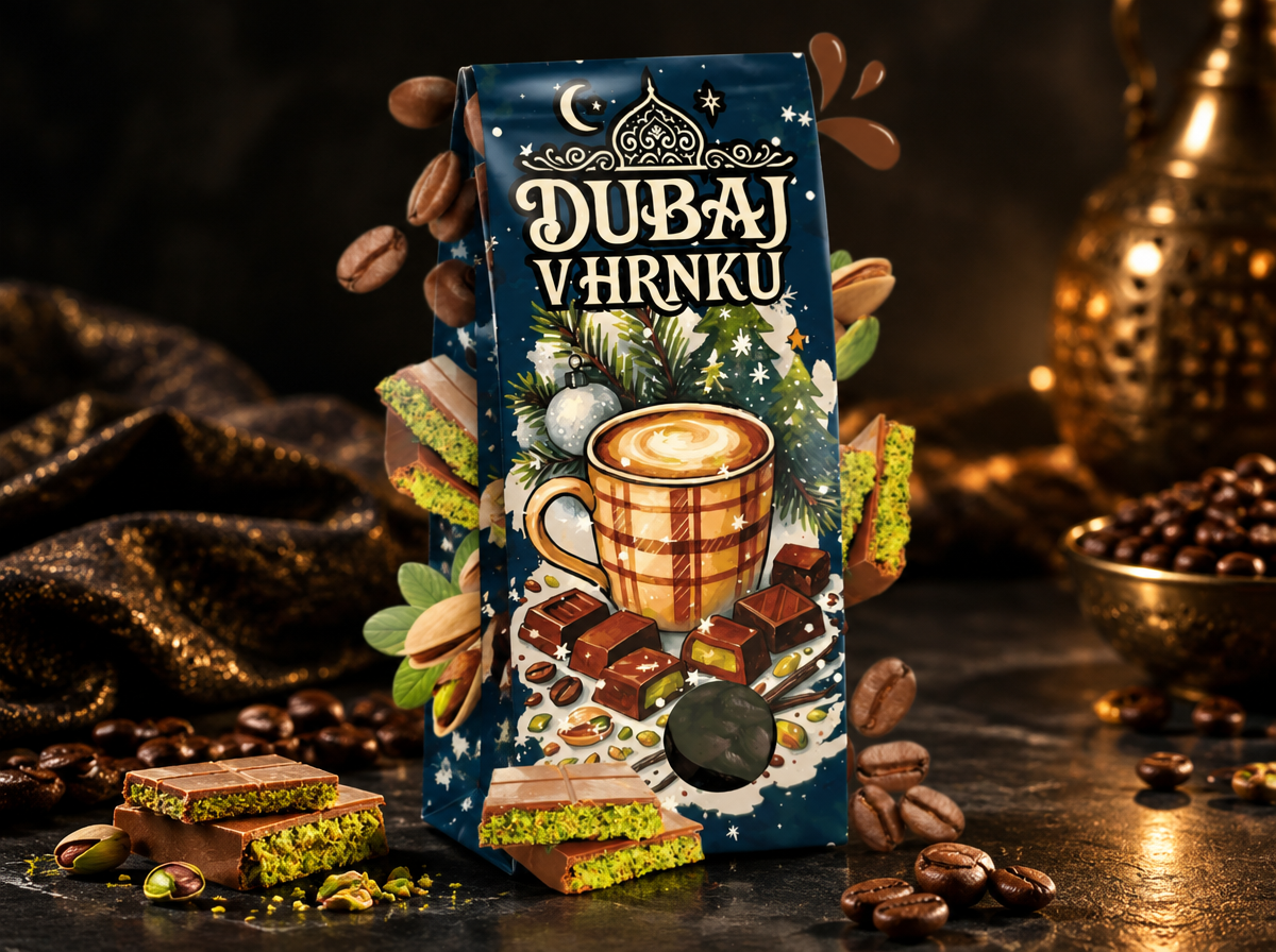 DUBAJ V HRNKU - ZRNKOVÁ KÁVA S PŘÍCHUTÍ DUBAJSKÉ ČOKOLÁDY
